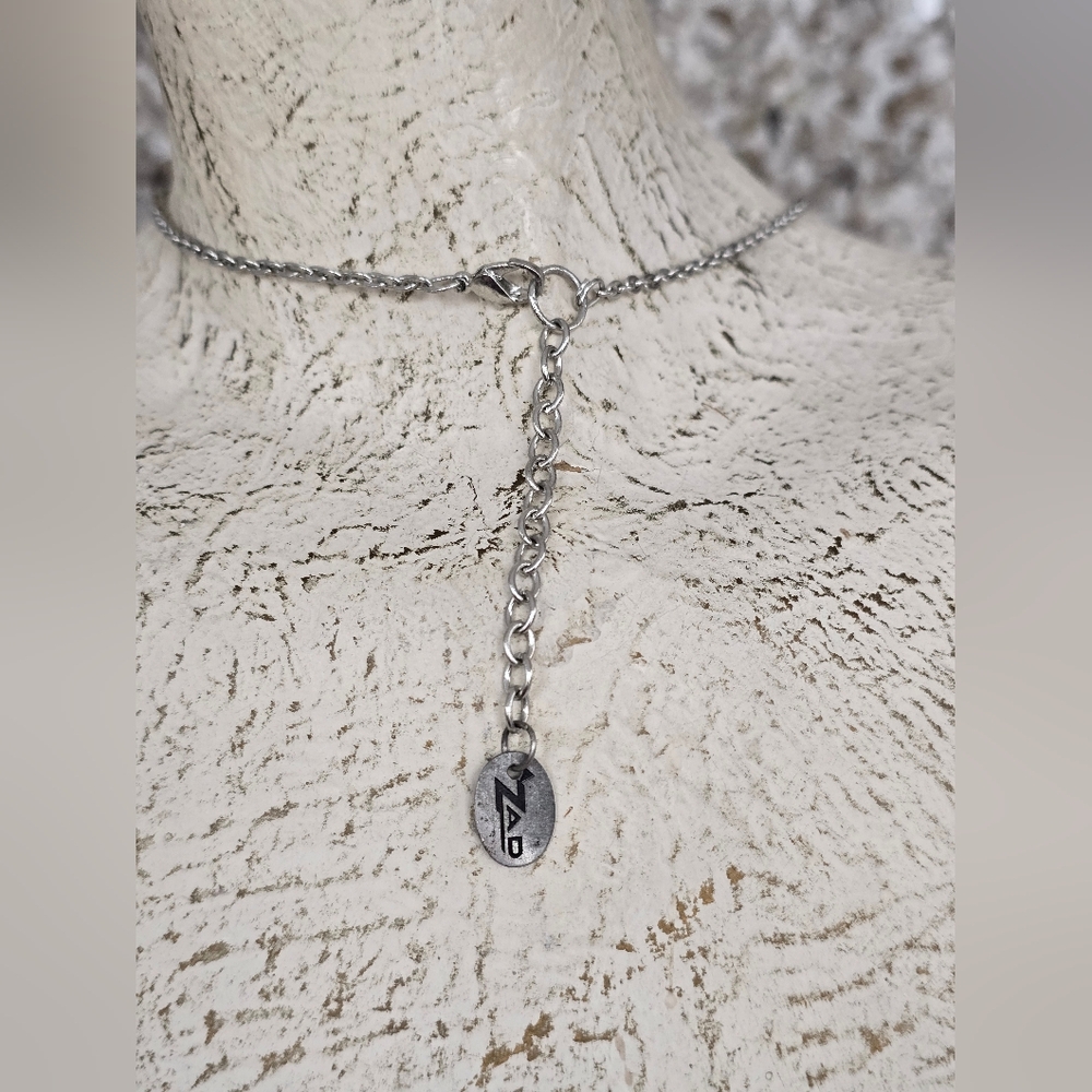 Vintage Y2k Zap Triangle metal dangle necklace silver - Picture 6 of 6